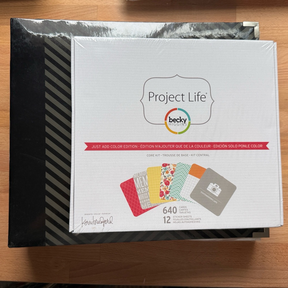 Project Life Scrapbook Kit - Just Add Color Edition w Black/Grey Chevron Binder